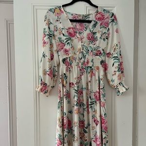 H&M pink floral midi